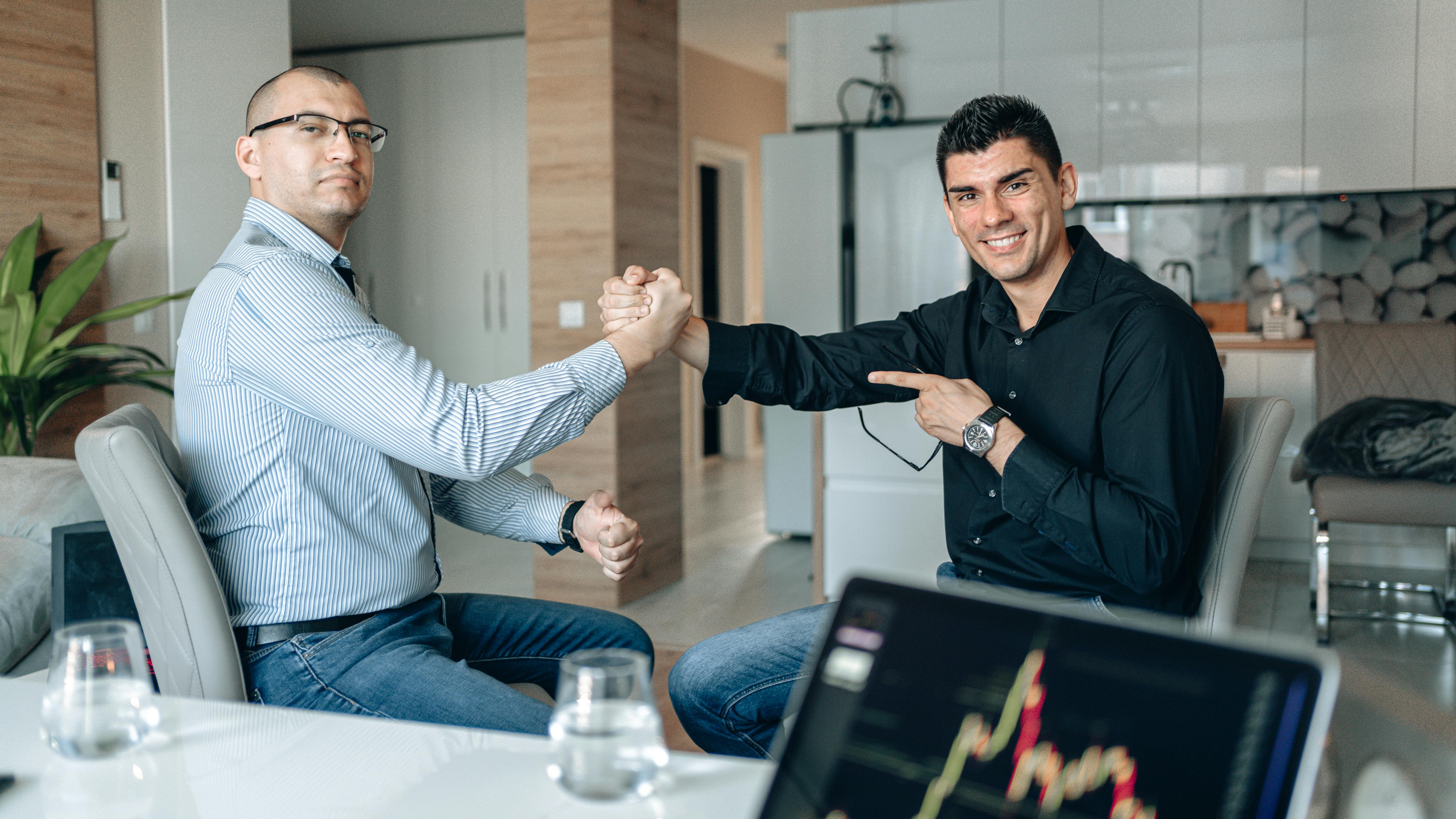 Two professionals discussing financial matters